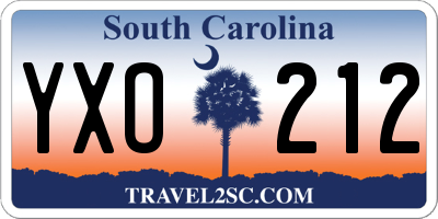 SC license plate YXO212