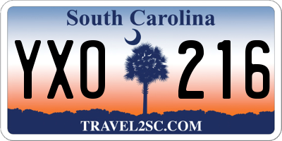 SC license plate YXO216