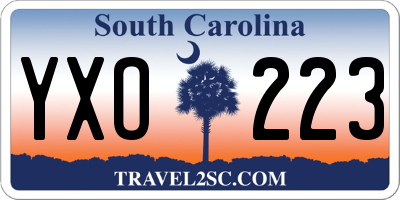 SC license plate YXO223