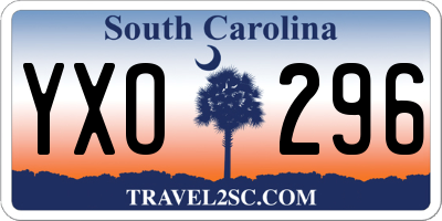 SC license plate YXO296