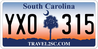 SC license plate YXO315