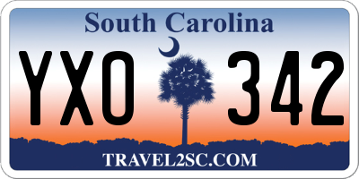 SC license plate YXO342
