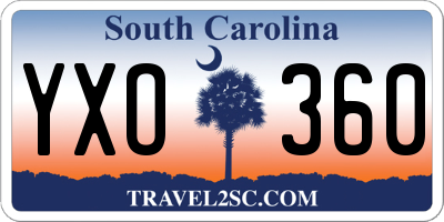 SC license plate YXO360