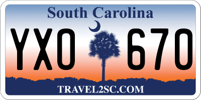 SC license plate YXO670