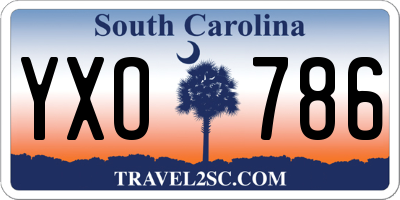 SC license plate YXO786