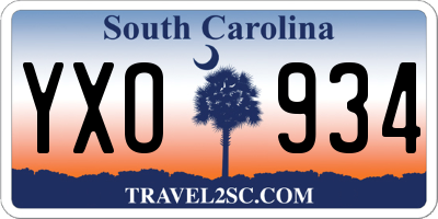 SC license plate YXO934