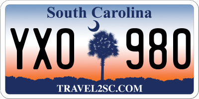 SC license plate YXO980