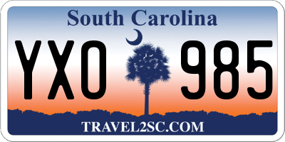 SC license plate YXO985