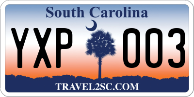 SC license plate YXP003