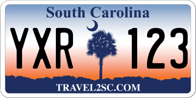 SC license plate YXR123