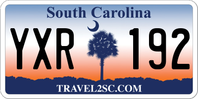 SC license plate YXR192