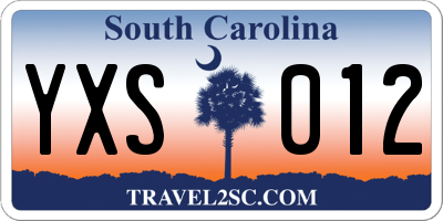 SC license plate YXS012