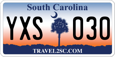 SC license plate YXS030
