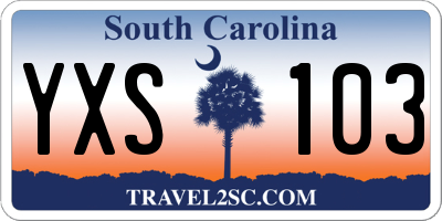 SC license plate YXS103