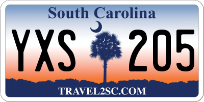 SC license plate YXS205