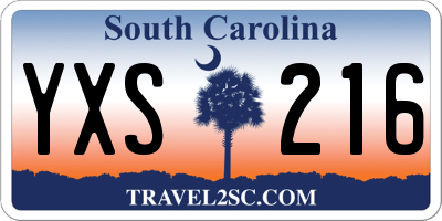 SC license plate YXS216