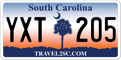 SC license plate YXT205