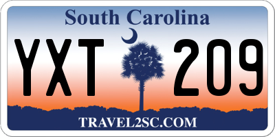 SC license plate YXT209