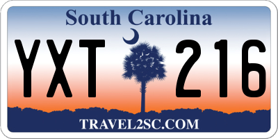 SC license plate YXT216
