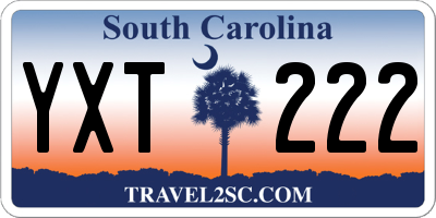 SC license plate YXT222