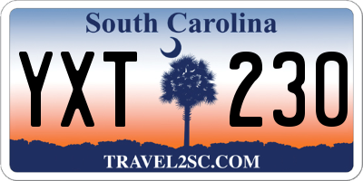 SC license plate YXT230