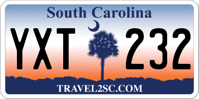 SC license plate YXT232