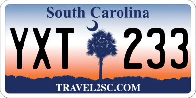 SC license plate YXT233