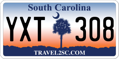 SC license plate YXT308