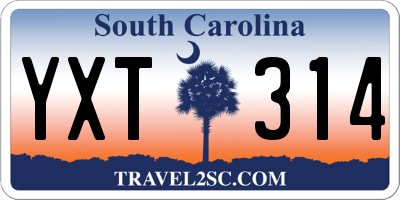 SC license plate YXT314