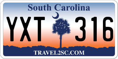 SC license plate YXT316