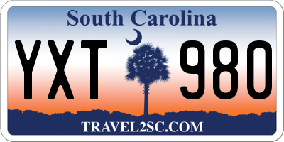 SC license plate YXT980