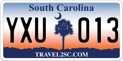 SC license plate YXU013