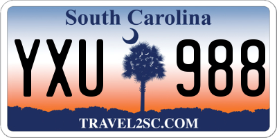 SC license plate YXU988