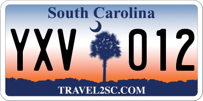 SC license plate YXV012