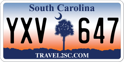SC license plate YXV647