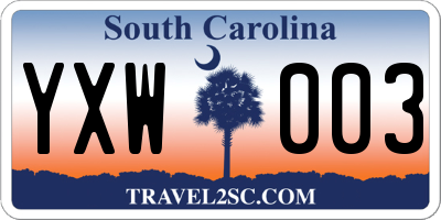 SC license plate YXW003