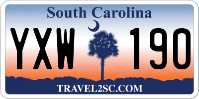 SC license plate YXW190