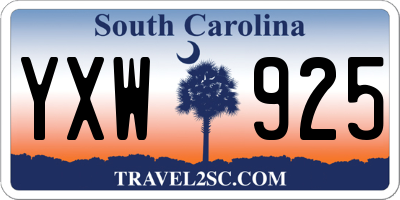 SC license plate YXW925