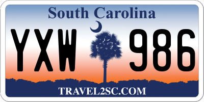 SC license plate YXW986