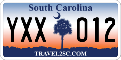 SC license plate YXX012