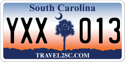 SC license plate YXX013