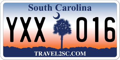 SC license plate YXX016