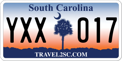SC license plate YXX017