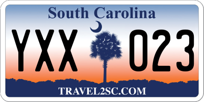 SC license plate YXX023
