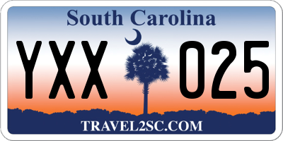 SC license plate YXX025