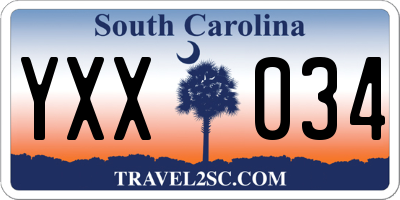 SC license plate YXX034