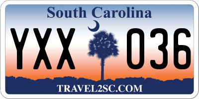 SC license plate YXX036