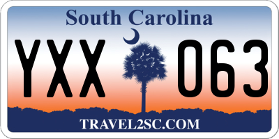 SC license plate YXX063