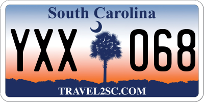 SC license plate YXX068