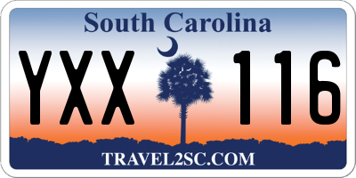 SC license plate YXX116